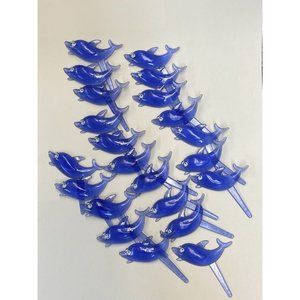 BAKERY CRAFTS 2007 Party Cupcake Picks Dark Blue Dolphin Ocean Theme LOT 22